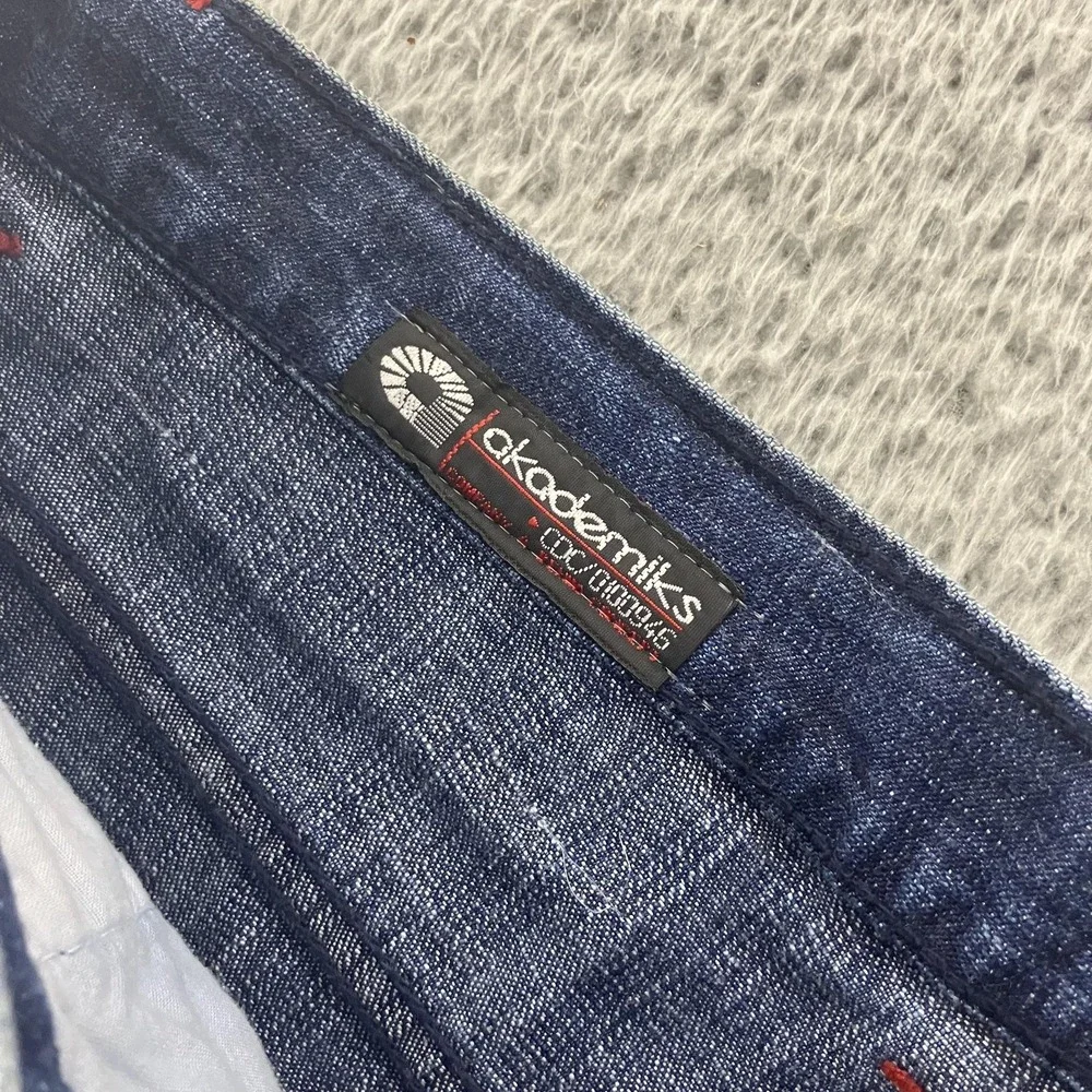 Akademiks Shorts Mens 34 Blue Denim Embroidered Baggy Skater Y2k Hip Hop